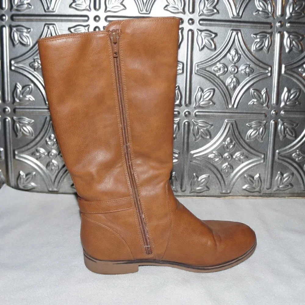 Children's Place Girls Size 4 Tall Riding Brown Boots Buckle Adjust